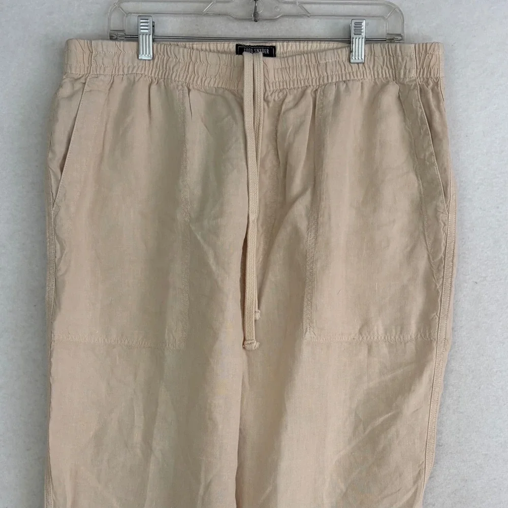 Todd Snyder NY Linen Beach Pants Men XL Oatmeal Natural Drawstring Cropped